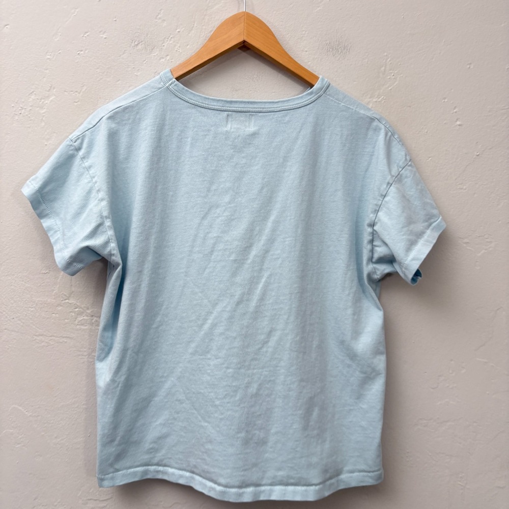 Hey Gang Boxy T Shirt Women Size 2 Light Blue Short Sleeve Flaw - Picture 9 of 11